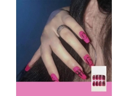Uñas Falsas Prensables Artificiales De Fuego Impermeables Y Modernas Tipo Coffin De Tapa Completa 5