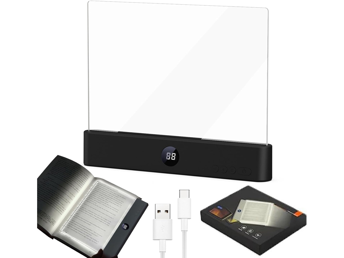 Luminária De Leitura Led Inteligente Genérica, Clara E Recarregável, Com Tela Plana Que Ilumina Toda A Página, 3 Cores