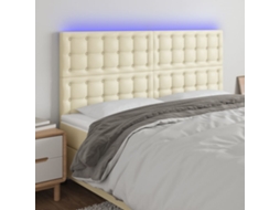 Vidaxl Cabeceira Cama C/ Led 160x5x118/128 Cm Couro Artificial Crème