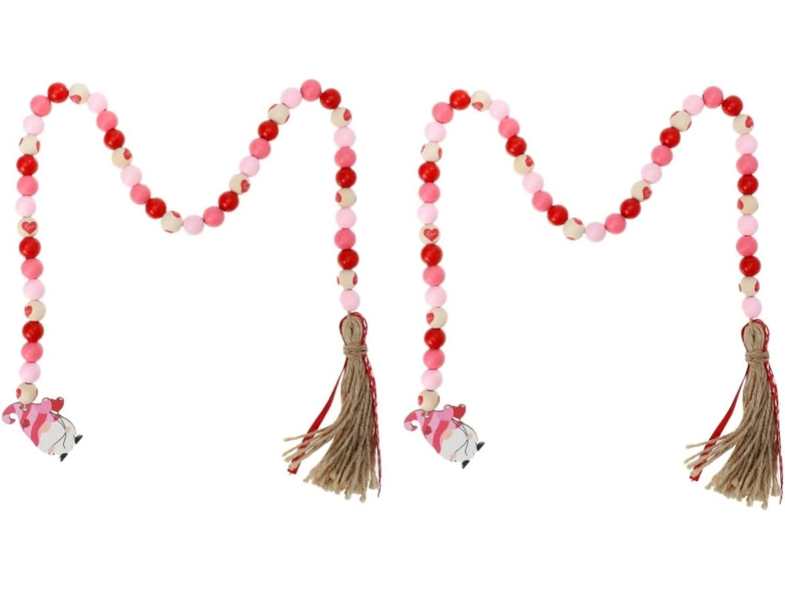 Conjunto De 2 Pingentes Decorativos De Madeira Com Contas E Borla Para Decoração De Parede.