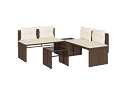 Conjunto de 4 Sofás de Jardim com Almofadões Vime Pe Castanho MAISON EXCLUSIVE (4 pcs)