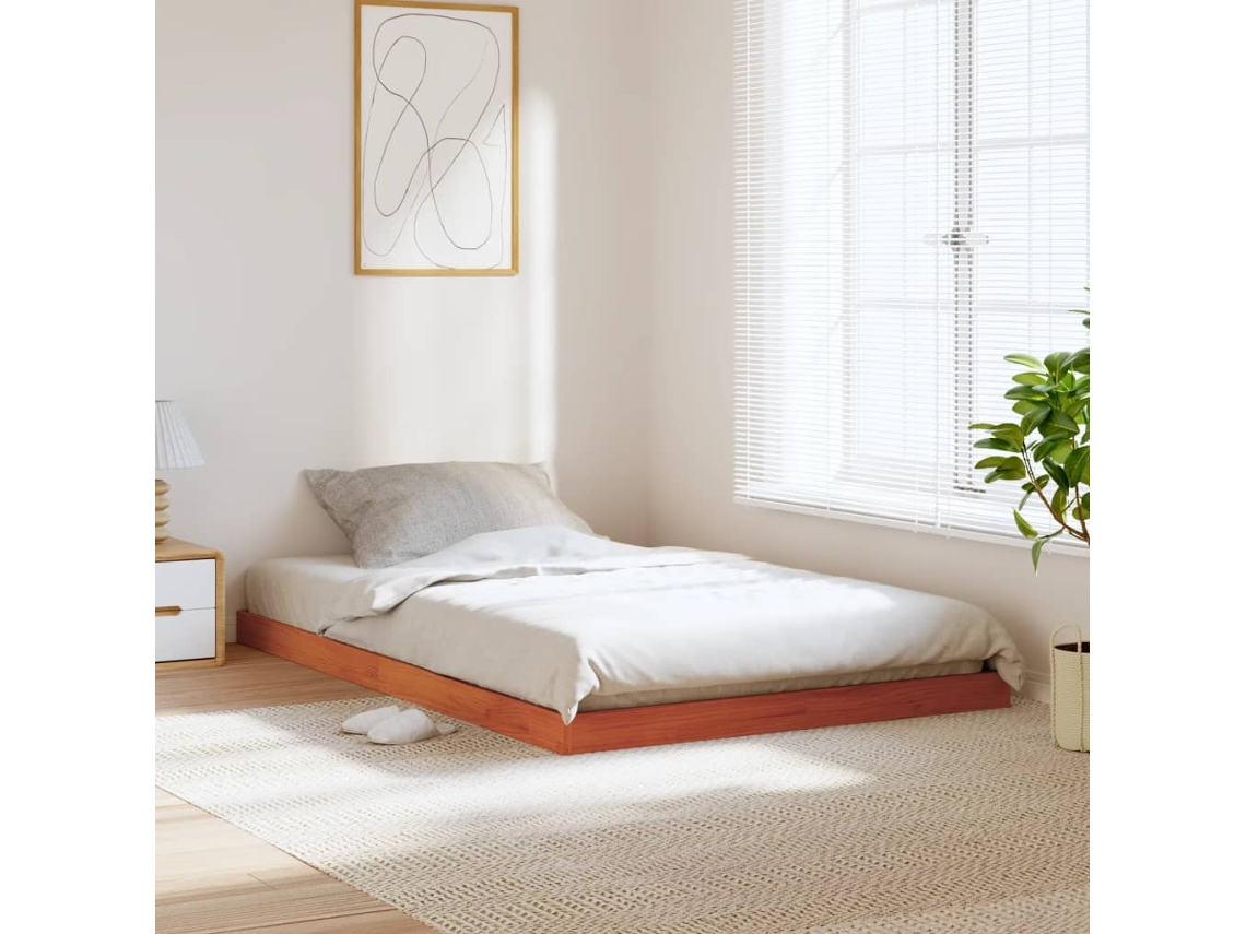 Vidaxl Estrutura De Cama 120x190 Cm Madeira Pinho Maciça Castanho Cera