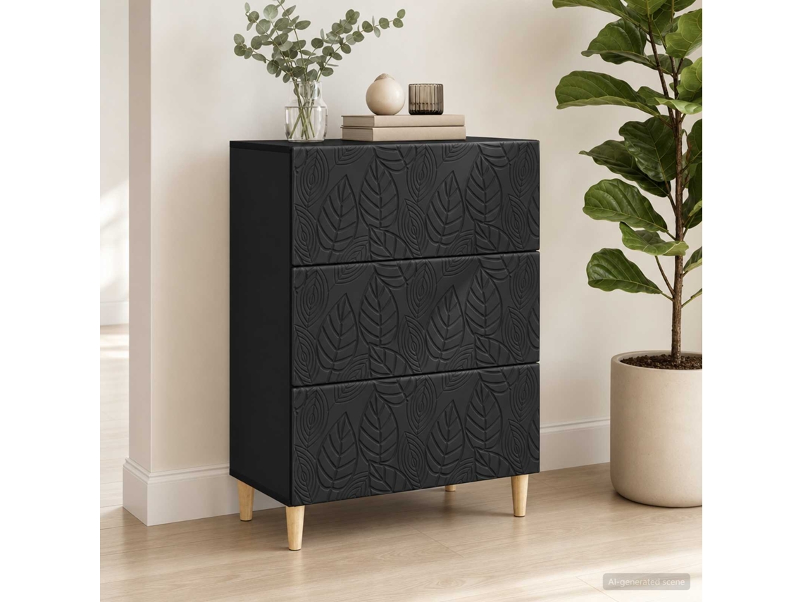 Vidaxl Gabinete De Gavetas Preto 66 X 34,5 X 90 Cm
