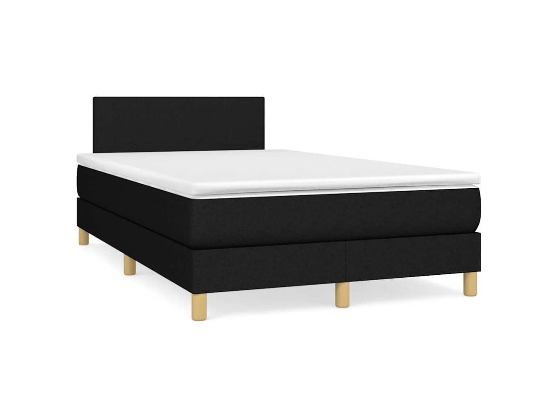 Vidaxl Cama Box Spring C/ Colchão E Led 120x190 Cm Tecido Preto
