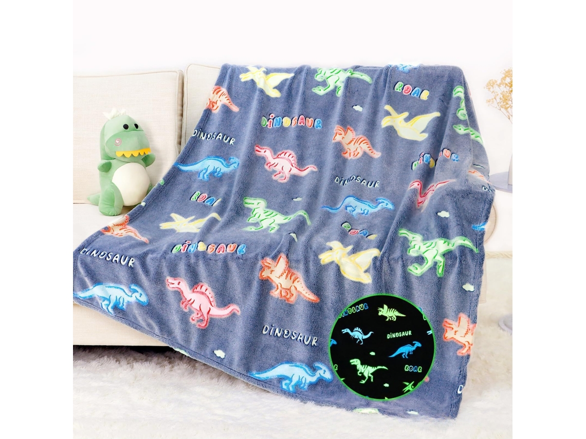 Manta De Flanela Estampada, Cobertor Fino E Quente Para Todas As Estações, Ideal Para Sesta, Escritório E Oferta 100x130cm Dinossauro Hexinyigjly