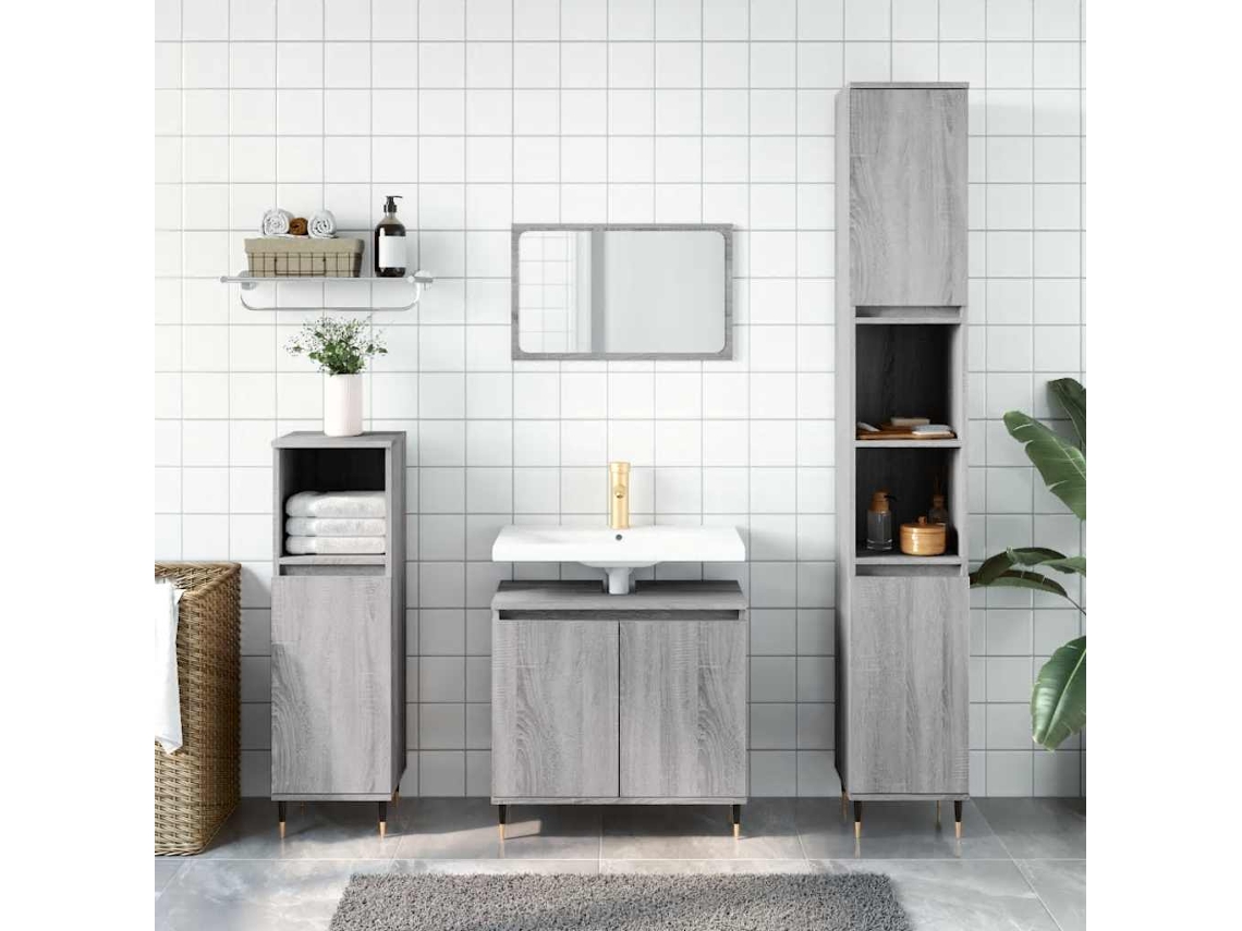 Vidaxl Armário Casa De Banho 58x33x60cm Derivados Madeira Cinza Sonoma