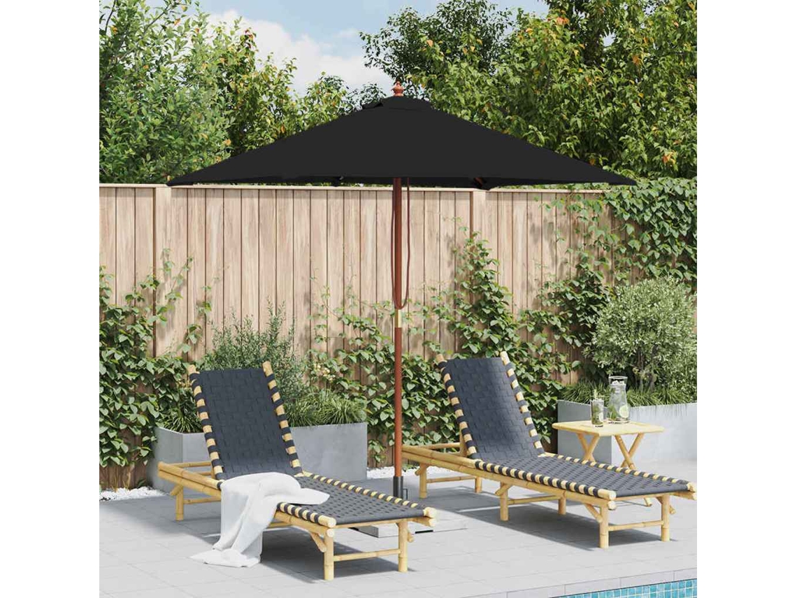 Vidaxl Guarda-sol De Jardim Com Poste De Madeira 150x200 Cm Preto
