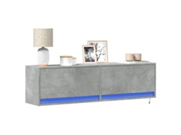 Móvel De Parede P/ Tv C/ Luzes Led 140x31x38cm Cinzento Cimento Dkd Home Decor