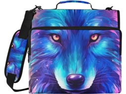 Pasta Organizadora Blue Purple Wolf Com 3 Argolas E Bolso Resistente À Água Laptop De 14 Polegadas, Ideal