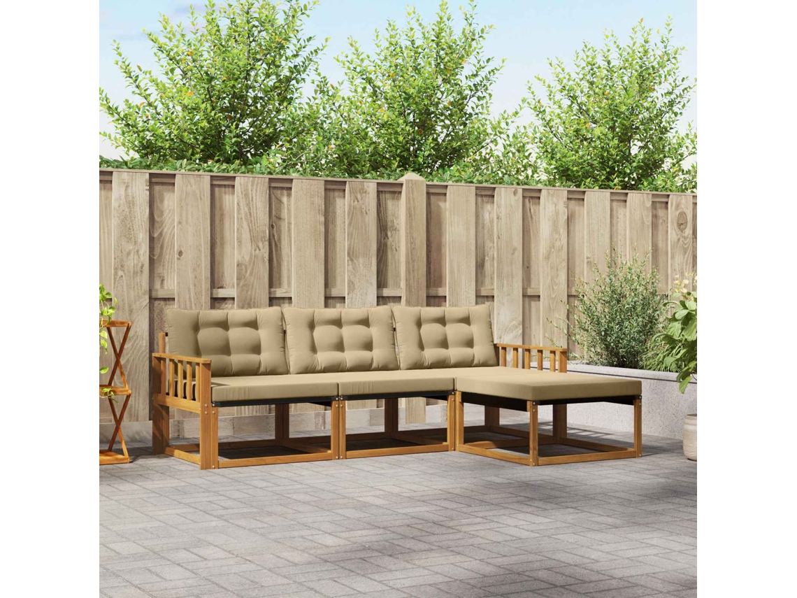 Vidaxl Conjunto De Sofás Para Exterior 4 Unid. Natural E Bege