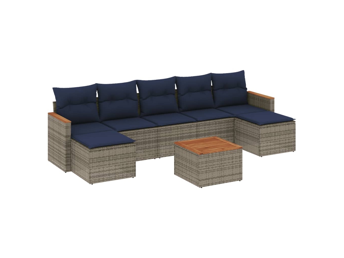 Conjunto de Sofá de Jardim, 8 Peças, Almofadas, Rattan Cinza MAISON EXCLUSIVE