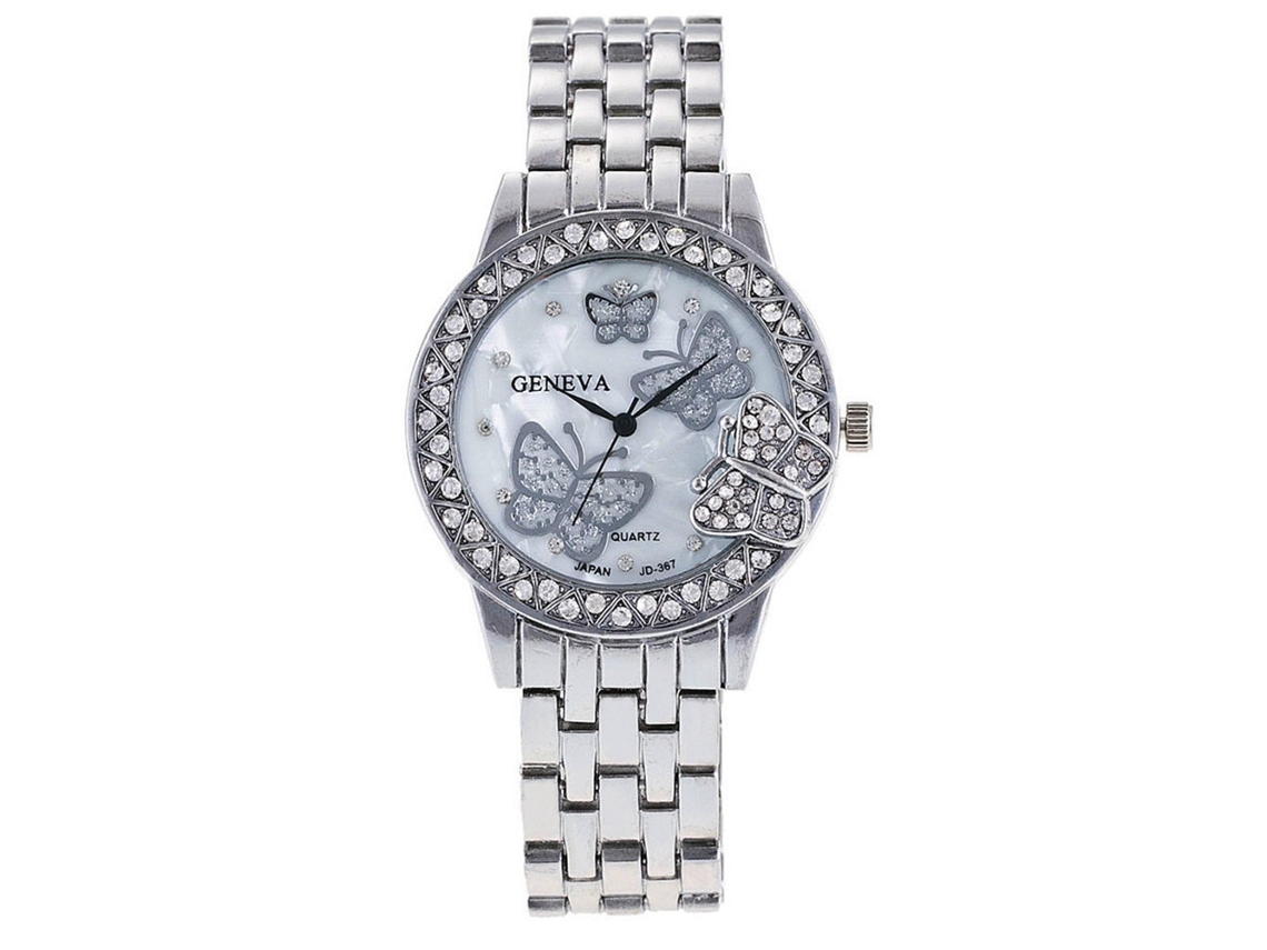 Relógio de Pulso Analógico de Quartzo com Pulseira de Aço Estilo Fashion Prata