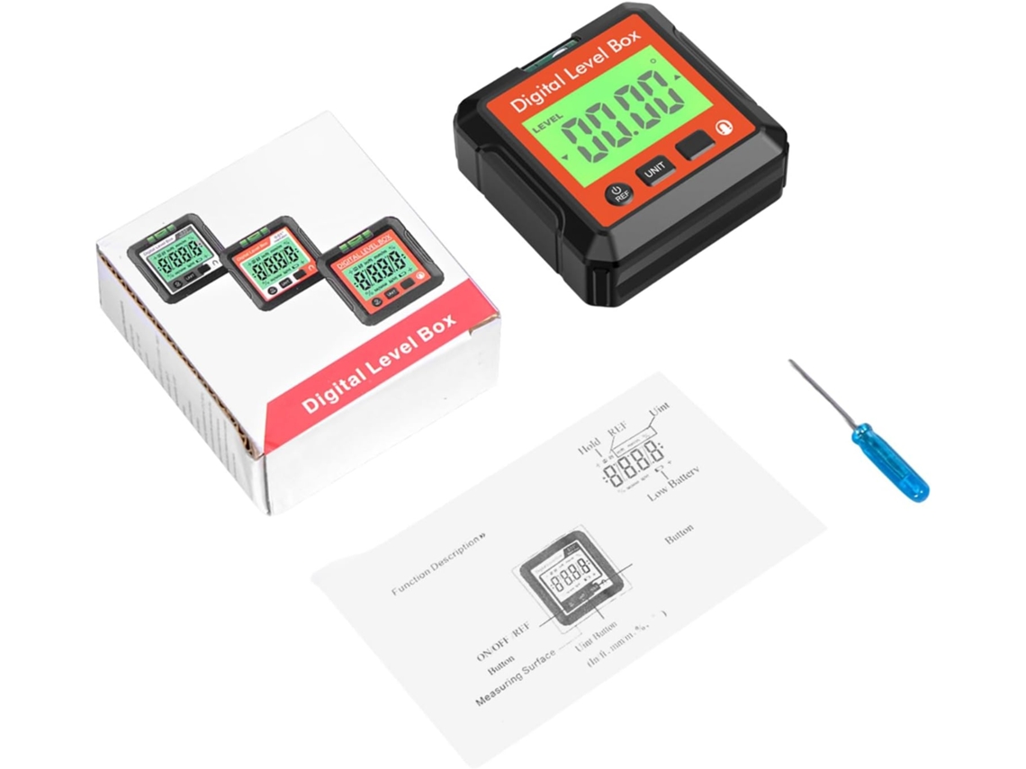 Ferramenta Digital Eletrônica E Transferidor De Ângulos Com Base Magnética. De Precisão Para Ajuste
