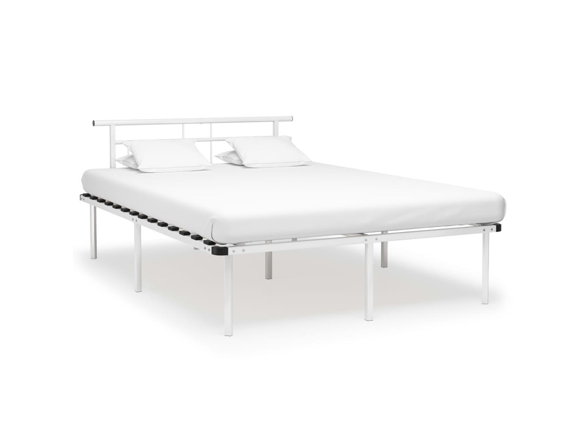 Bed Frame, Bed Frames Vidaxl Branco Metal (140 X 200 Cm)