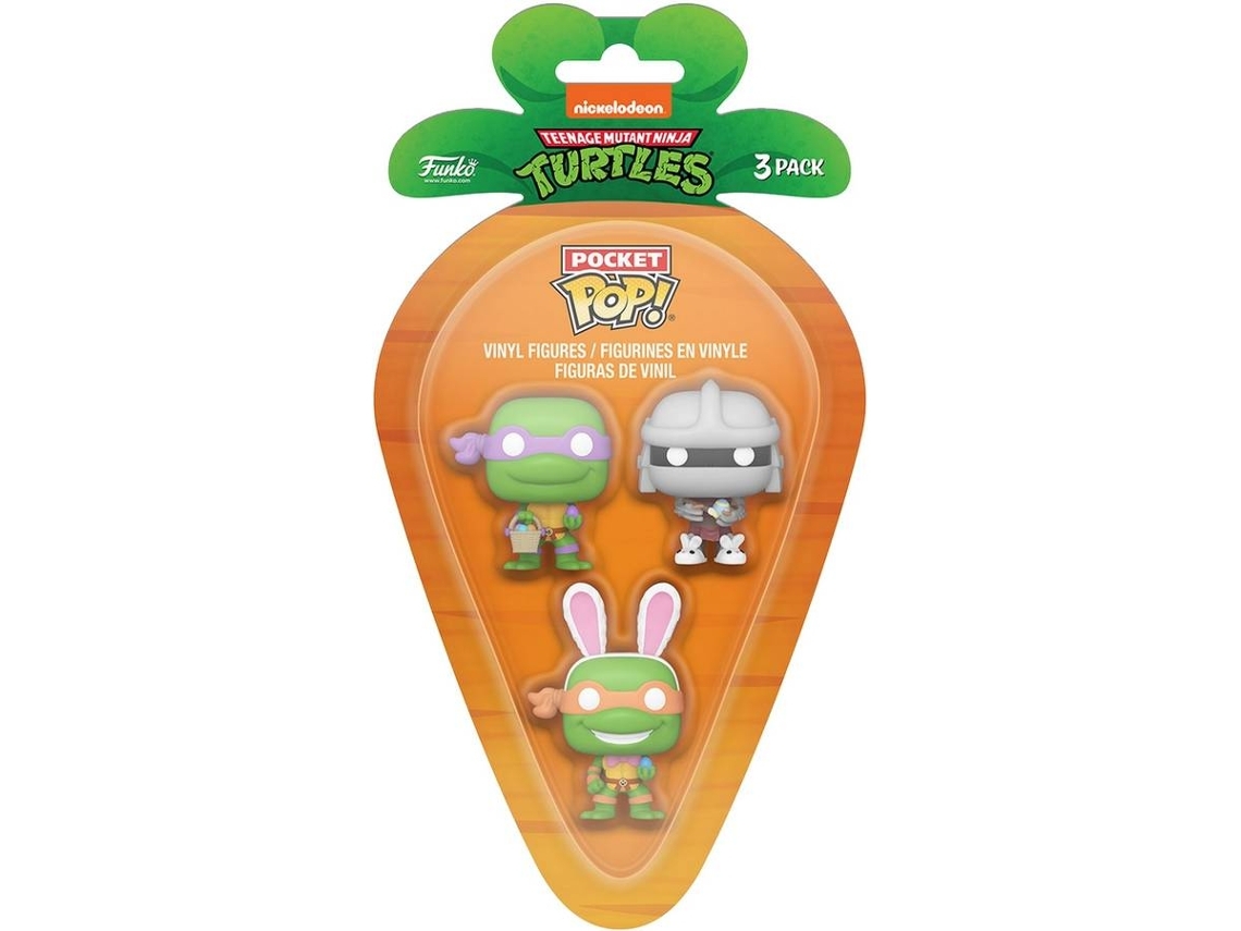 Figura Carrot Pocket FUNKO Pop!: Teenage Mutant Ninja Turtles - Donatello/MichelAngelo/Shredder (Outlet Caixa Aberta)