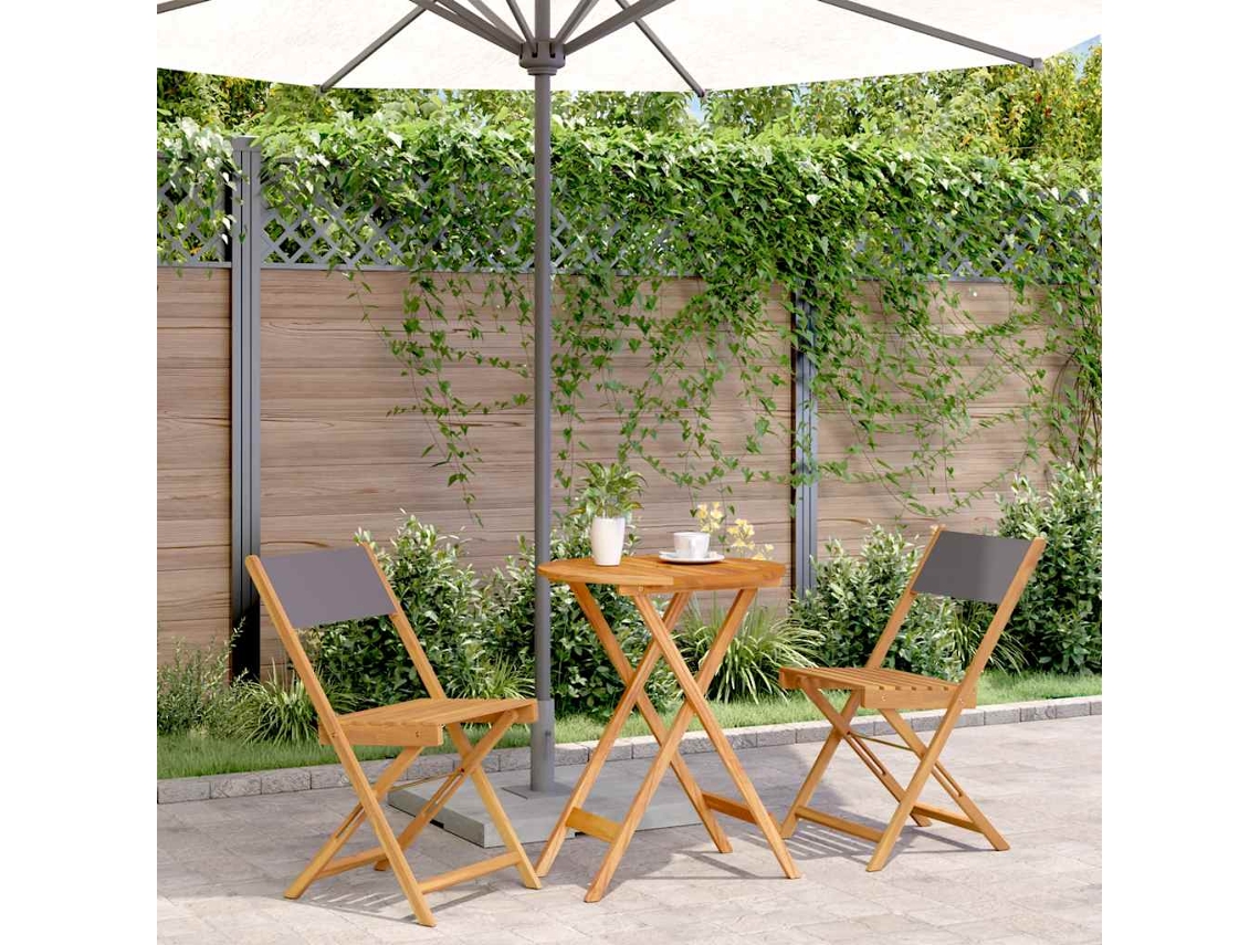 Vidaxl 3 Pcs Conjunto De Bistrô Tecido E Madeira Maciça Antracite