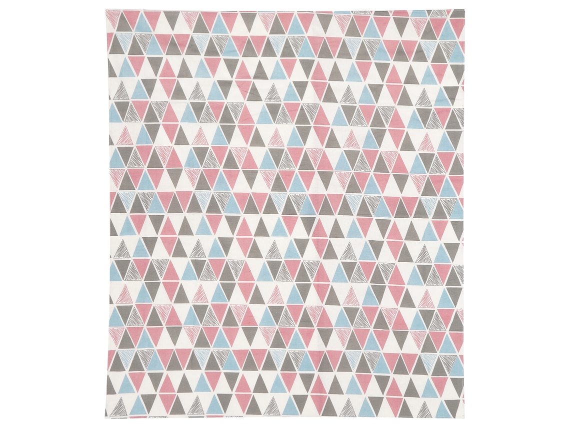 Mantel Geométrico Algodão Padrão Triangular Rosa Azul Preto