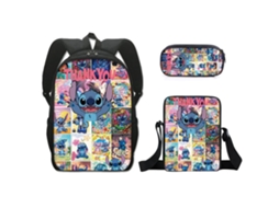 Mochila  De Estudante Stitch Conjunto De Três Peças 16 Poldas3*