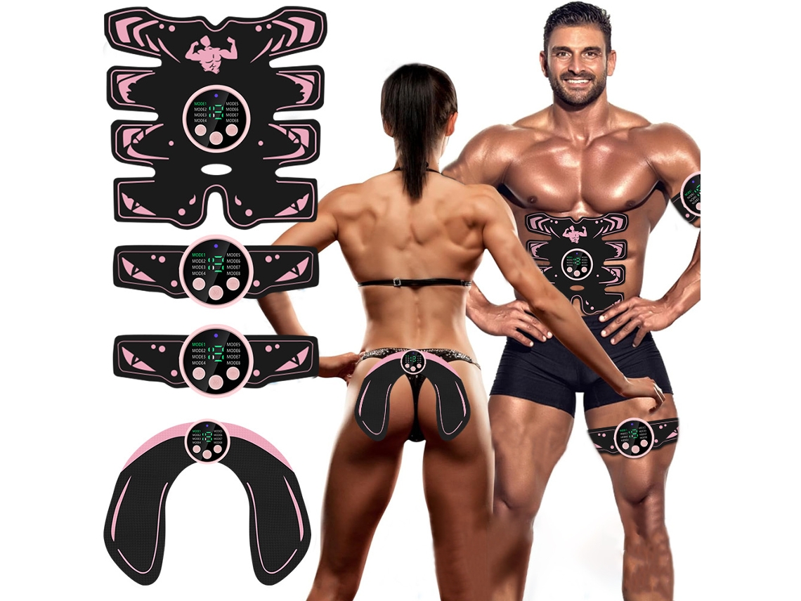 Estimulador Muscular Inteligente Abdominal Muscle Patch 8 Modos 19 Níveis De Força Treinador Queimador De Gordura Rosa Aquaforge