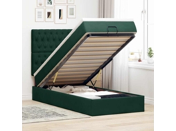 Vidaxl Estrutura Cama Otomana Colchões 80x200cm Veludo Verde Escuro
