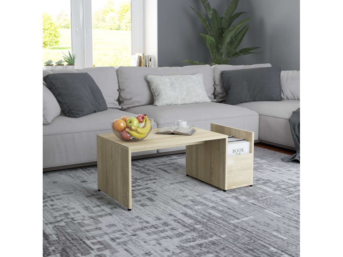 Vidaxl Mesa De Centro 90x45x35 Cm Derivados De Madeira Carvalho Sonoma
