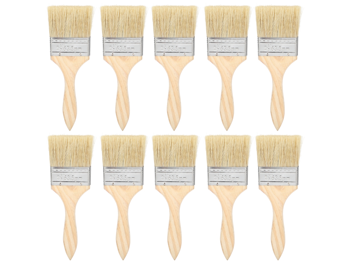 10 Pincéis De Lã Artificial De 2,5 Polegadas Com Cabo De Madeira Para Pintura, Colas E Vernizes