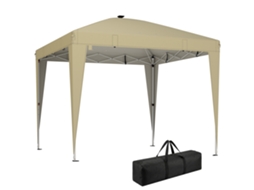 Toldo de Jardim 3x3m com iluminação LED, controle remoto, saco, altura ajustável, bege BTFORUS