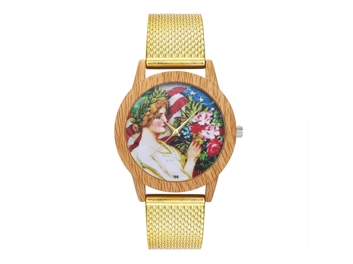 Reloj Analógico De Cuarzo Con Correa De Malla Estilo Zhoulianfa (oro)