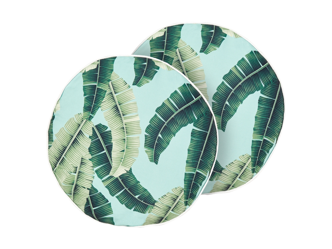 Conjunto De 2 Almofadas De Exterior Beliani Boissano De Poliéster Verde 40x40x10