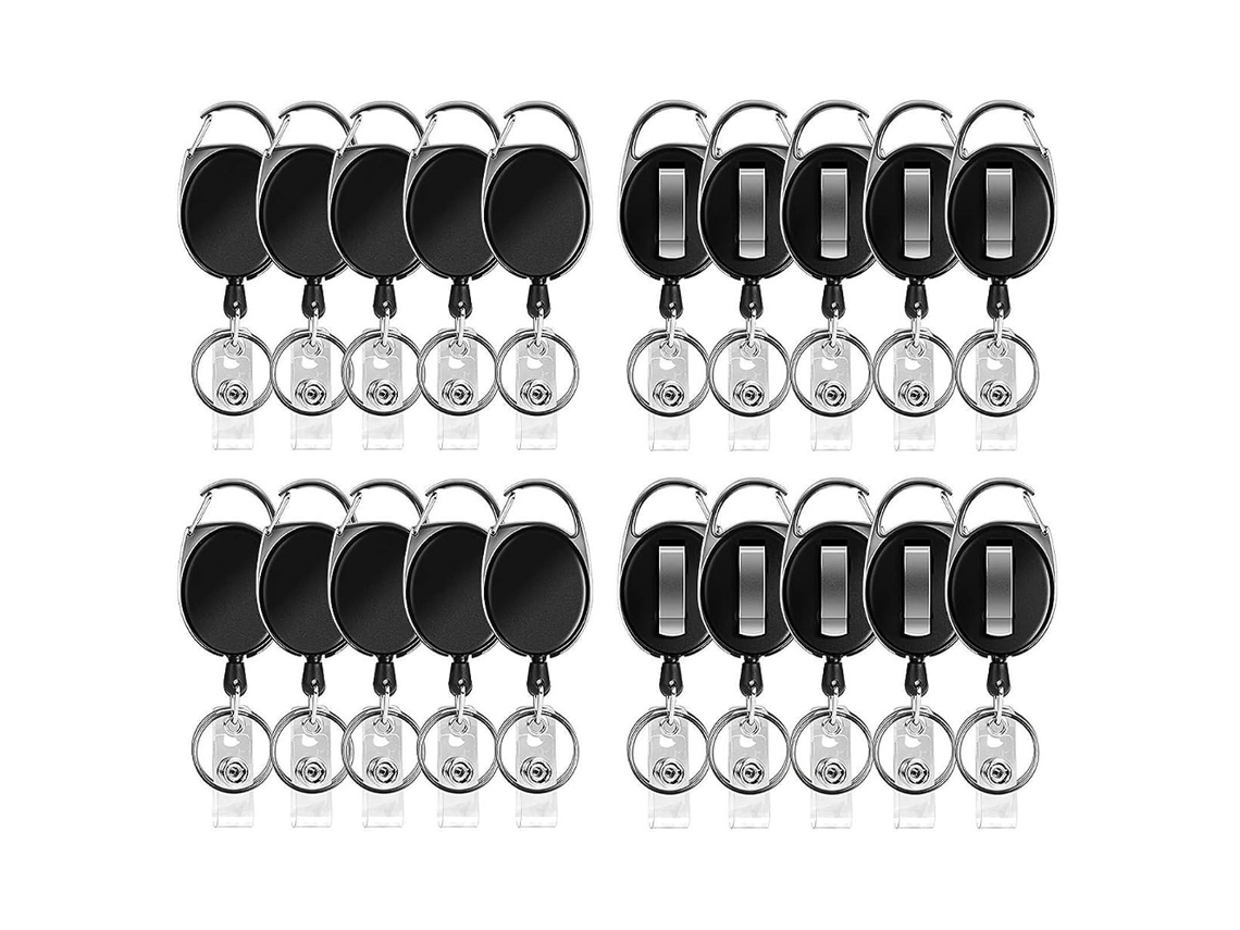Conjunto De 20 Peças De Carrete Retrátil Para Ecusoane, Preto, Clipe De Carabina, Fixação Para Chei, Material Acrílico Zsanfs