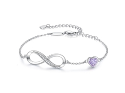 Pulseira Feminina Ajustável com Símbolo de Coração Infinito na Cor Roxa. SIURN