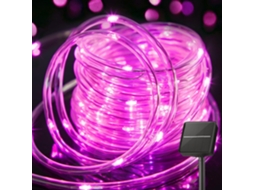 Luzes De Led Cordão, Cordão De Luzes Solares, À Prova D'água, 7 M, 50 Luzes, 8 Modos, Luzes De Fada (rosa) Spqment