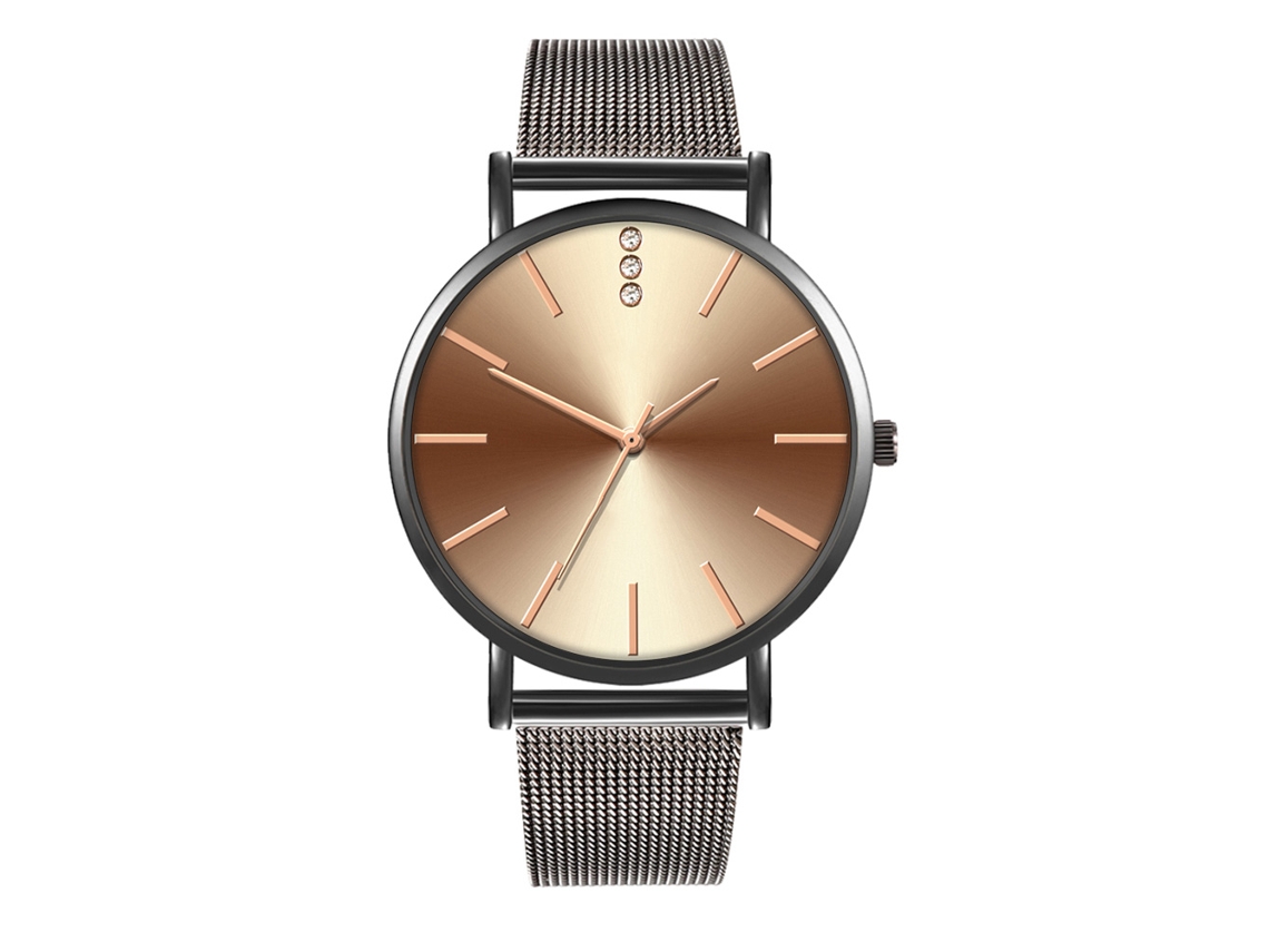 Reloj De Moda Para Parejas Con Correa De Malla Dial Redondo Cuarzo Unisex