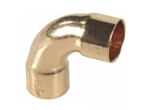 Acessório de Tubo Cotovelo de Cobre para Solda Fêmea X Fêmea Diâmetro de 15 mm Angulação de 90 Graus