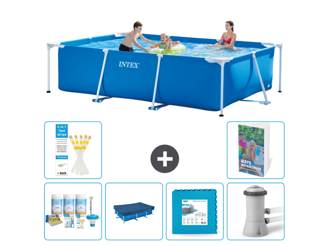 Piscina com Estrutura Retangular 300x200x75 Cm 5 peças S66 INTEX