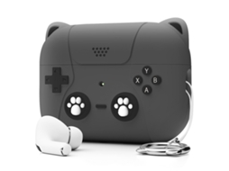 Capa de Silicone para Airpods Pro 3 com Orelhas de Gato Cinza PANOONA