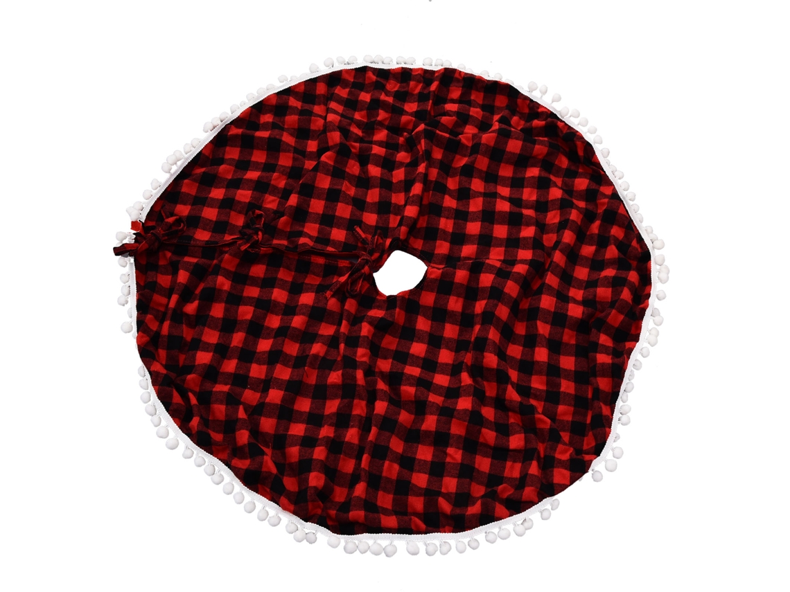 Saia De Árvore De Natal Xadrez Vermelho Preto