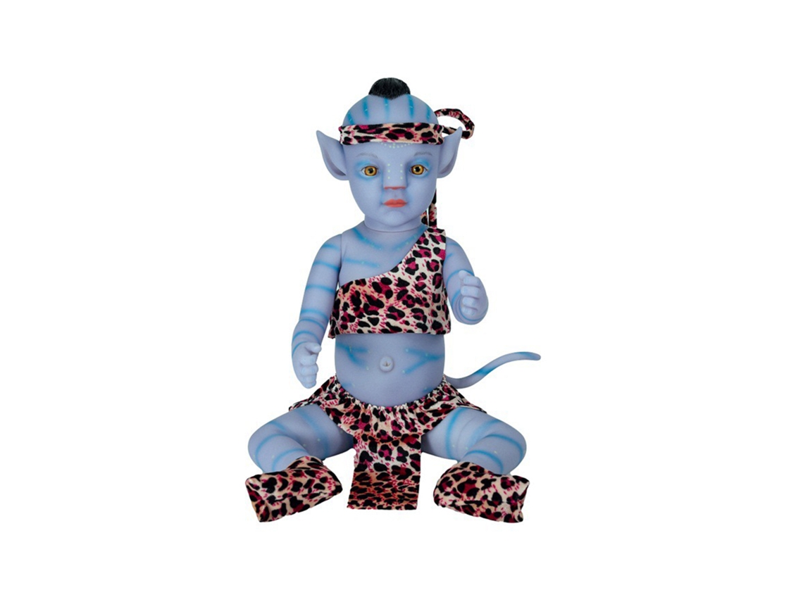 Muñeca Bebé Alien Reborn Luminosa Azul De Silicona De 11,8 Polegadas Com Olhos Abertos Realista Brinquedo Para Crianças E Fãs De Filmes