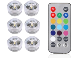 Led Submersível Prova Ip68 Noturna Rgb Alimentada Bateria Aquário Piscina Lâmpada Festa Casamento 6 Lâmpadas 1 GOKOCO