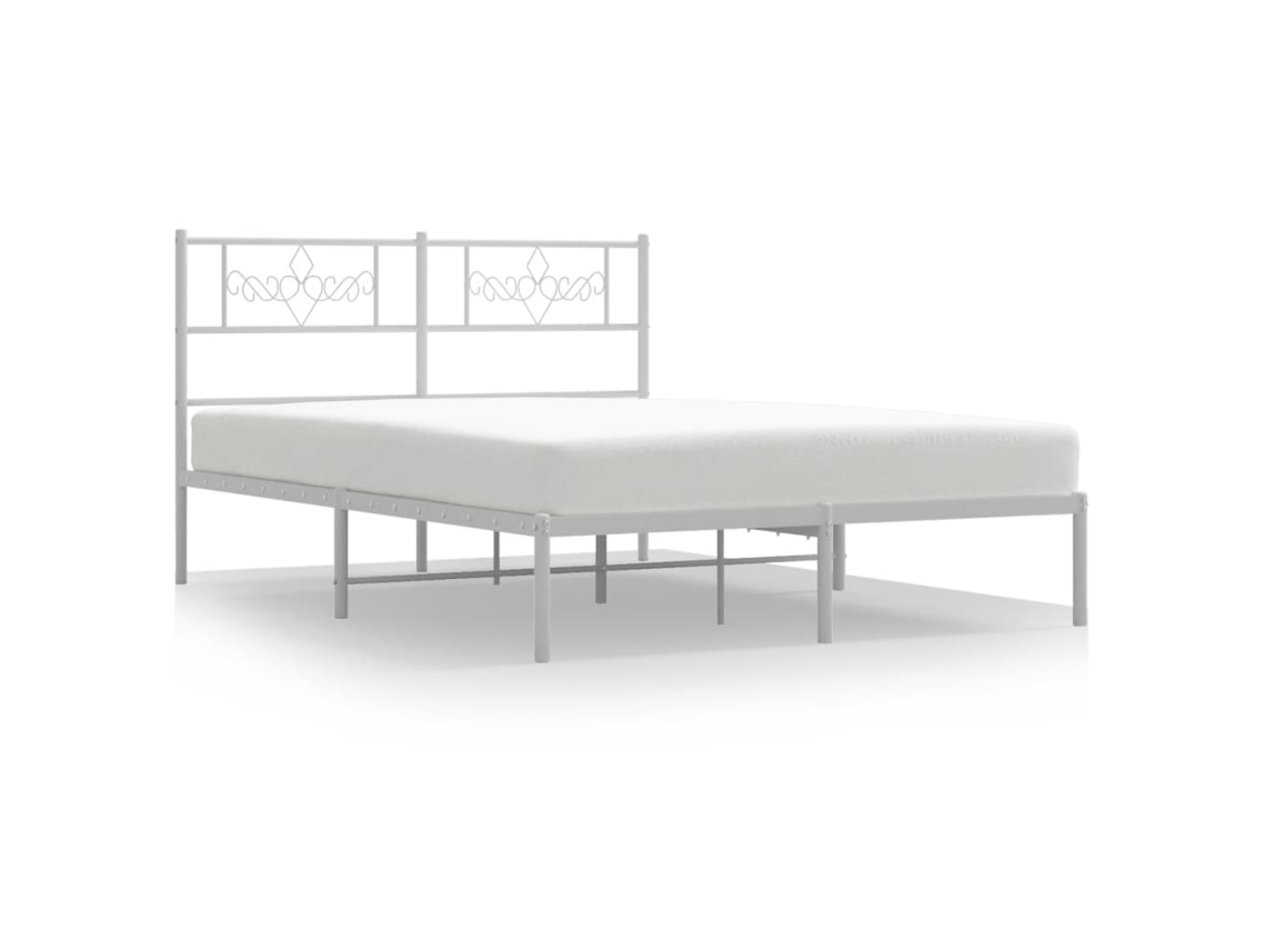 Estrutura de Cama com Cabeceira Metal Branco MAISON EXCLUSIVE 140x200 cm