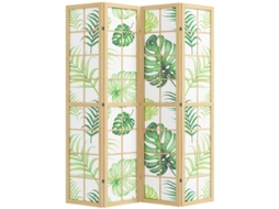 Divisória Ambientes 4 Peças Dobrável Boho Tropical Verde VELTRIX