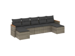 Conjunto de 7 Sofás para Jardim com Almofadas Vime Pe Cinza MAISON EXCLUSIVE (7 pcs)