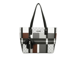 Saco De Ombro Para Mulher Xadrez Com Laço E Pingente Decorativo