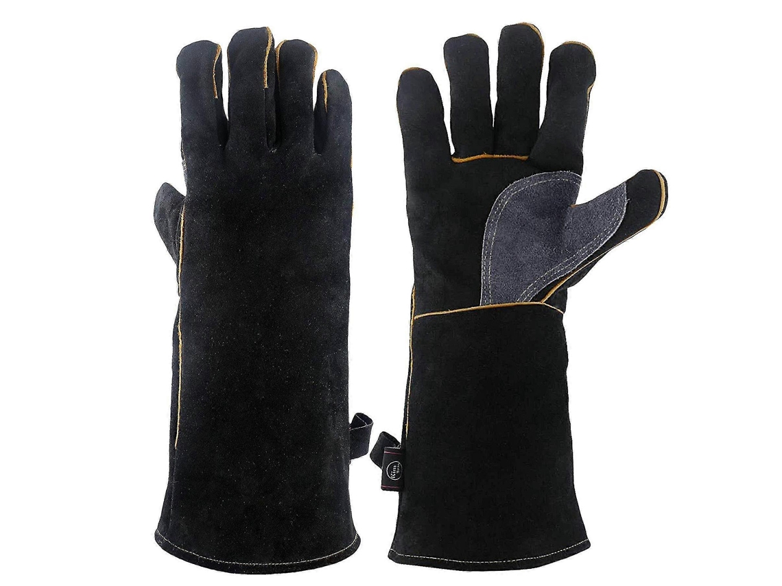 Luvas de Couro Resistentes a Calor Extremo e Fogo com Costuras de Kevlar para Chaminé Forno Barbacoa Soldadura Churrasqueira 16 Polegadas