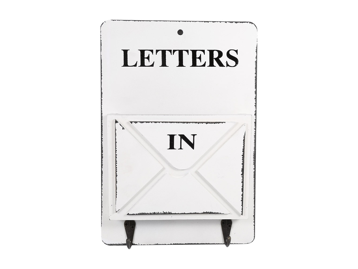 Porta-cartas de madeira Baok com gancho de parede, suporte para correspondência, decoração criativa para casa, branco