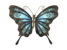 Arte De Parede Mariposa De Metal Com Cristal Para Jardim Exterior Decoração De Cerca Pendente