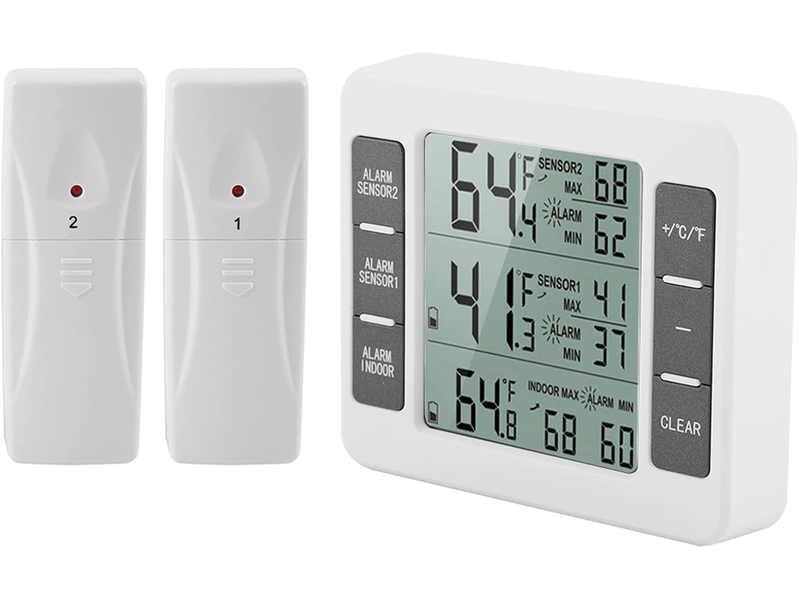 Termômetro Digital Sem Fio Chiciris Para Geladeira, Com Alarme Sonoro E Visor De Temperatura Mínima Máxima, Tela Lcd