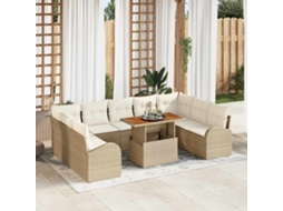 Vidaxl Conjunto De Sofá De Jardim 10 Unid. Bege E Creme
