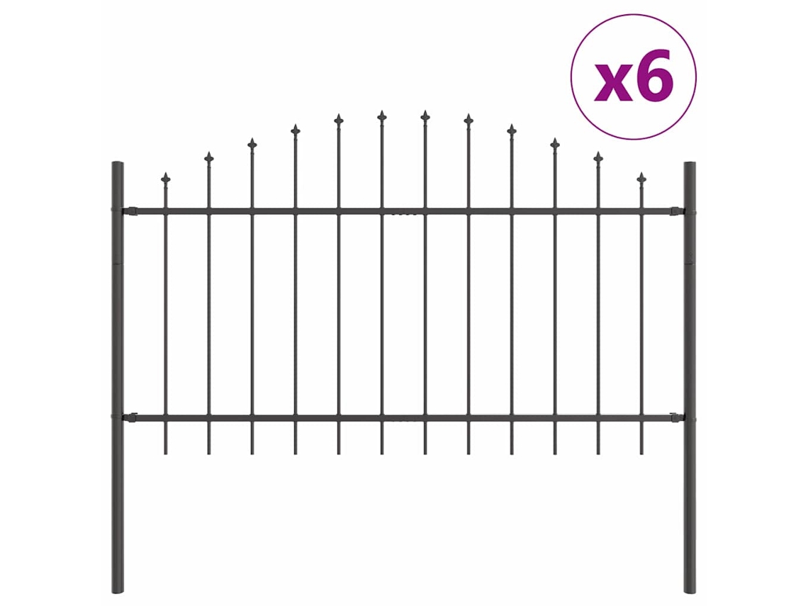 Conjunto 6 Barreira De Jardim Vidaxl Cinzento Aço Revestido A Pó (170 X 140 Cm)