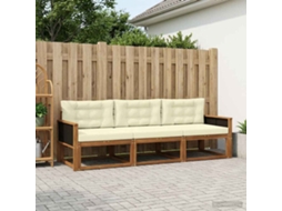 Vidaxl Conjunto De Sofás Para Exterior 3 Pcs Natural E Creme